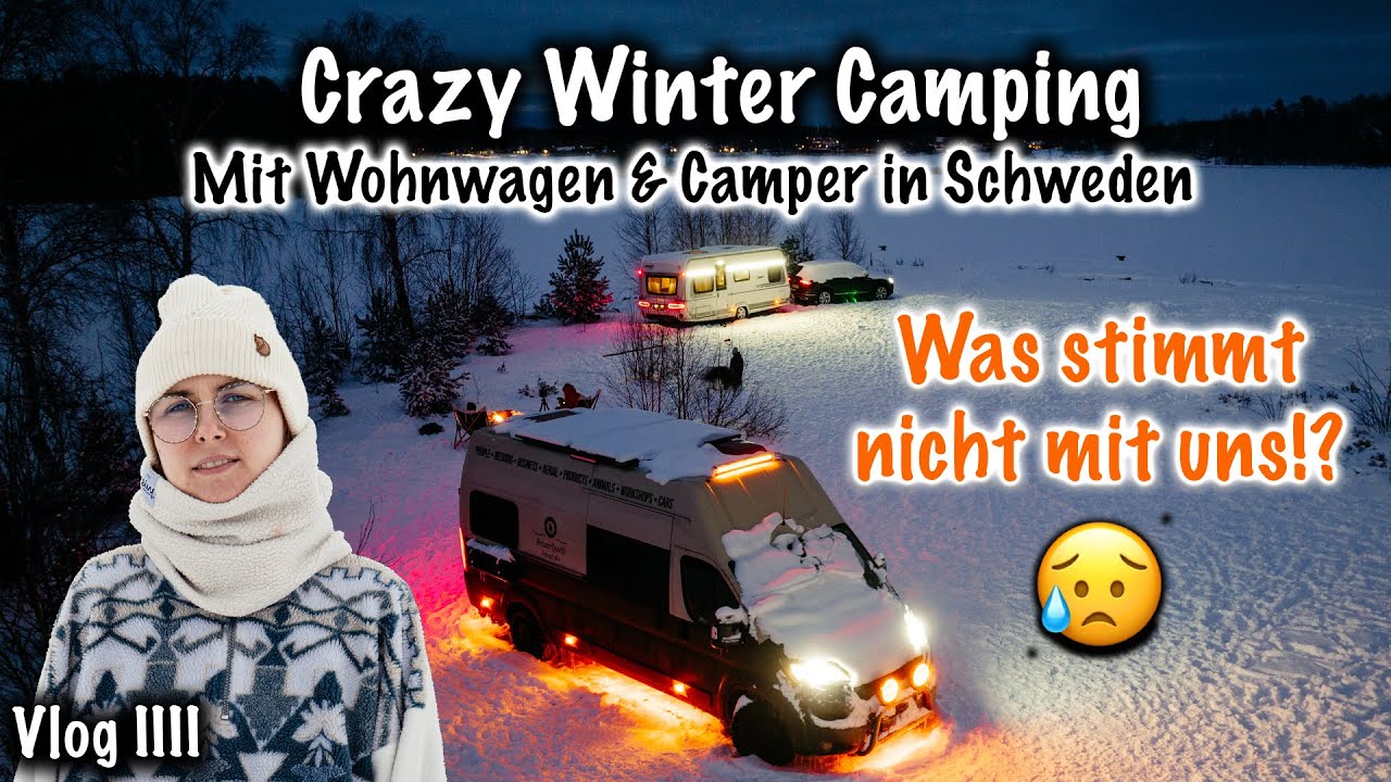 Wir rutschen auf vereister Straße! Crazy Winter Camping mit Wohnwagen in Schweden - Vlog IIII
