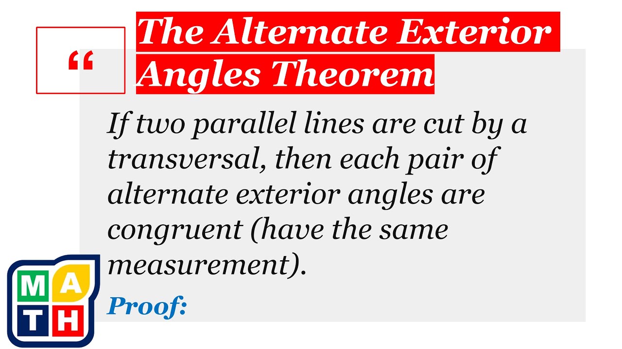 Alternate Exterior Angles Theorem Proof