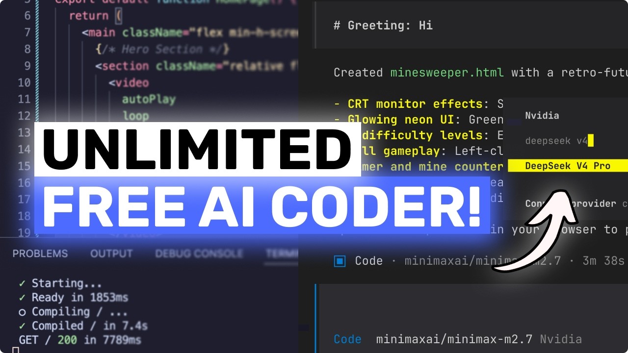 БЕСПЛАТНЫЙ БЕЗЛИМИТНЫЙ Deepseek-V4 PRO AI Coder: ЭТО ПРОСТО БЕЗУМИЕ!