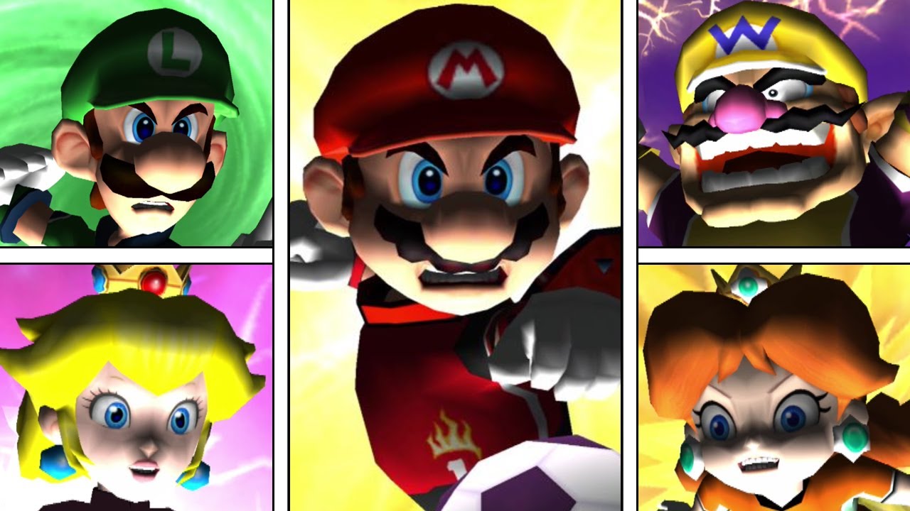 Super Mario Strikers - All Characters SUPER STRIKES + Victory Animations (High Quality)