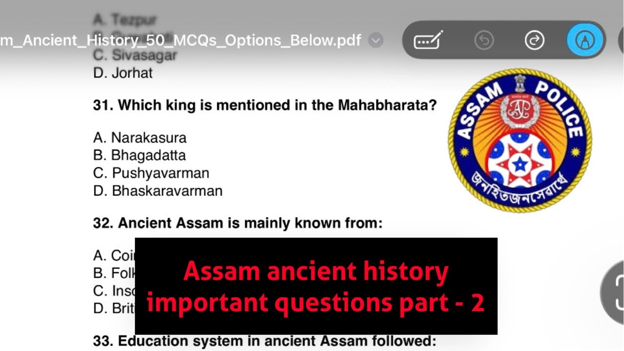 | Assam police AB & UB Important ancient history questions | part - 2 |