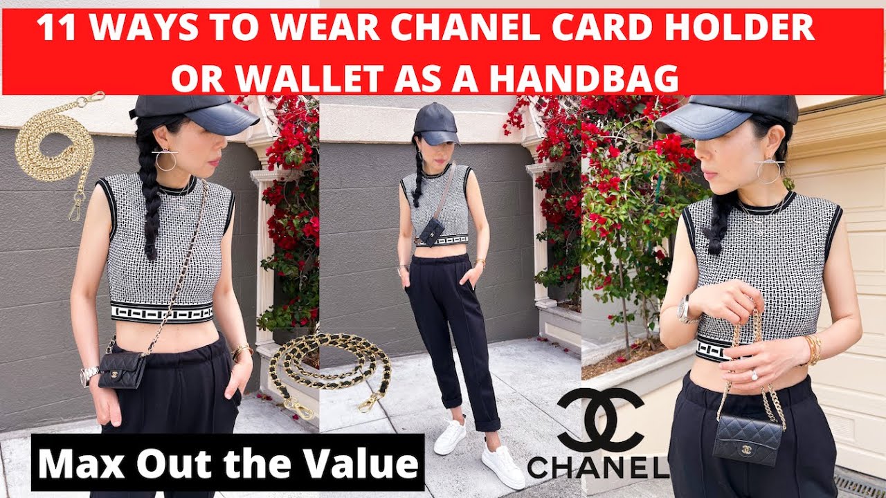 11 WAYS TO WEAR CHANEL CLASSIC CARD HOLDER AS HANDBAG | How to wear Chanel card holder | Chanel SLG