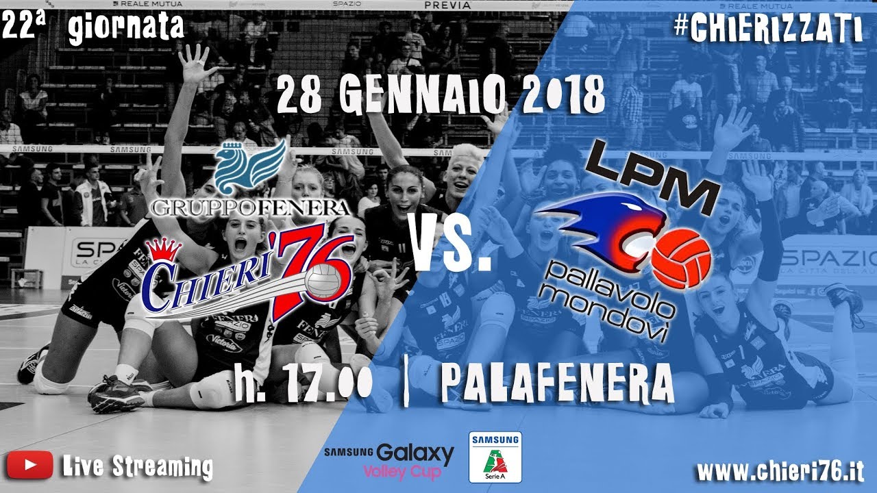 Fenera Chieri vs LPM Bam Mondov&igrave; Pallavolo Serie A2 5a giornata rit. 28 01 2018