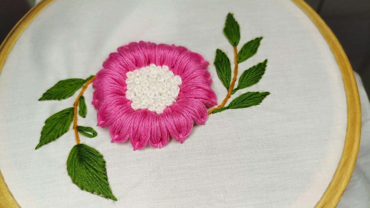 Beautiful flower embroidery using hair band.|| Hand embroidery design 🔥