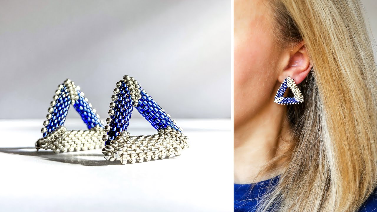 Triangle beaded earrings | Elegant design | Beading tutorial