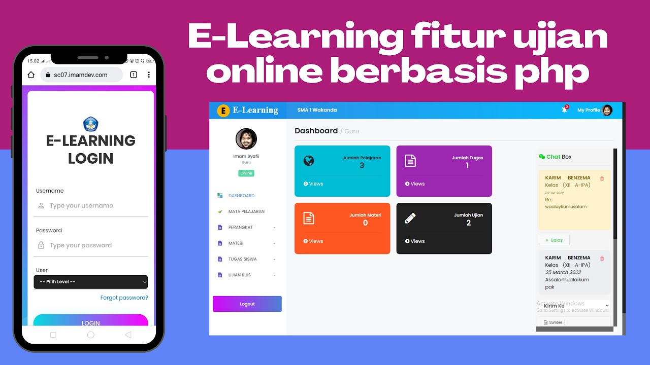 Aplikasi E-Learning Fitur Ujian Online Berbasis PHP (SMK, SMA/MTS)