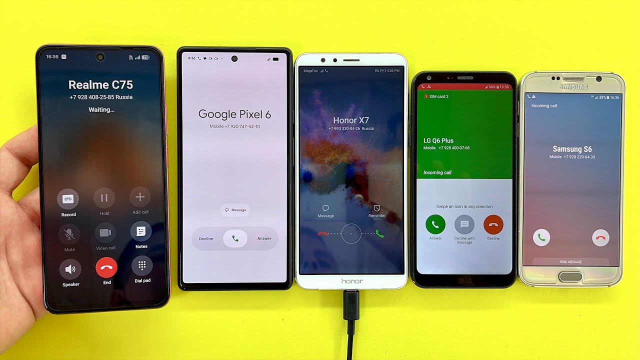 Realme C75 calling Google Pixel 6/ Samsung S6/ Honor X7/ LG Q6plus Incoming Outgoing Calls