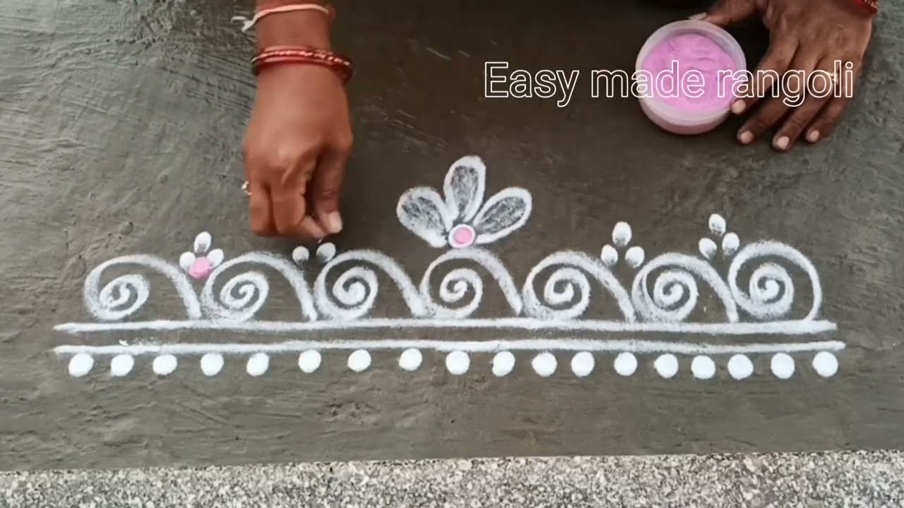 15 Easy & simple border rangoli designs #beautiful#trending#sideborders#yt @easymaderangolicreations