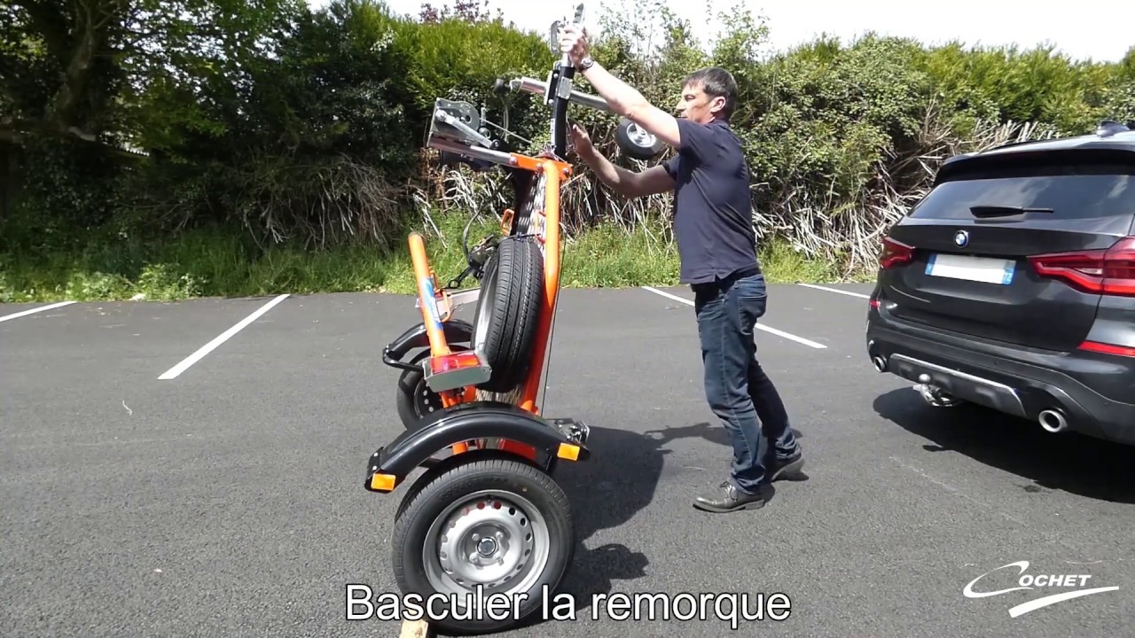 Remorque PORTE MOTO Abaissante et pliante COCHET. Comment ça marche?