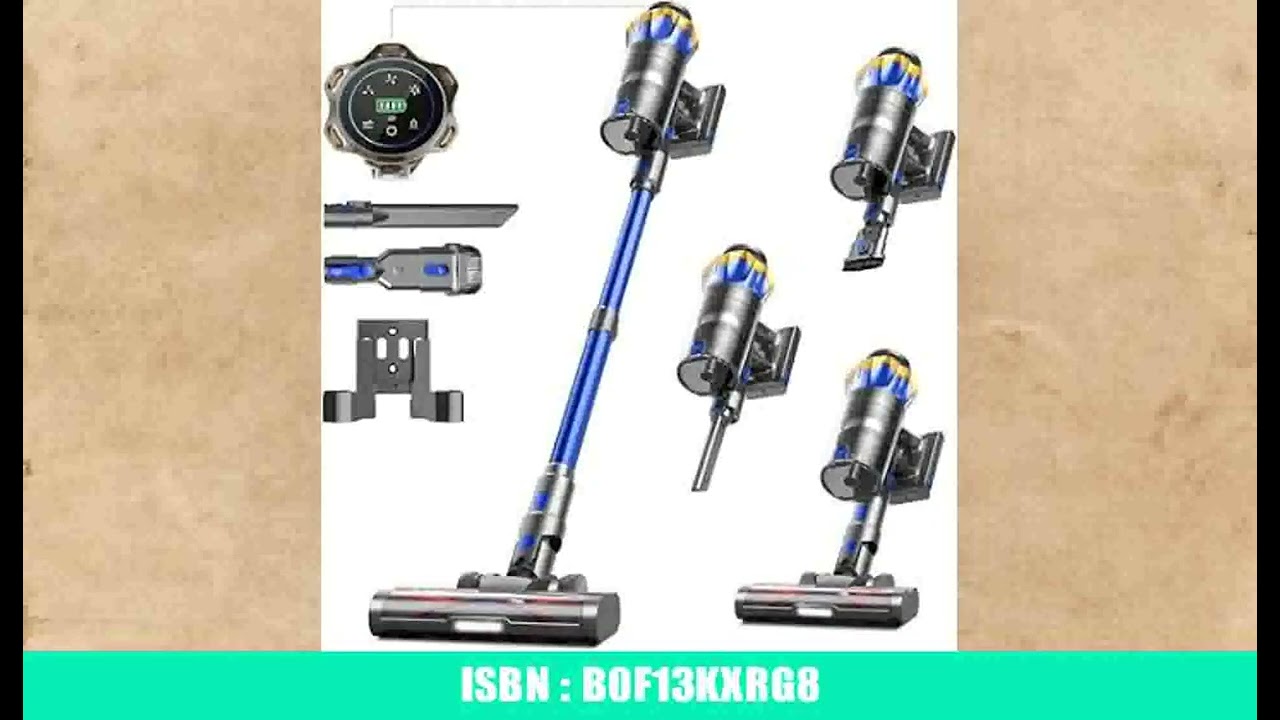 Akku Staubsauger 45000Pa/550W/65Min, 1,6L Staubsauger Kabellos mit Display, Anti-Tangle-B&Atilde;&frac14;rste,