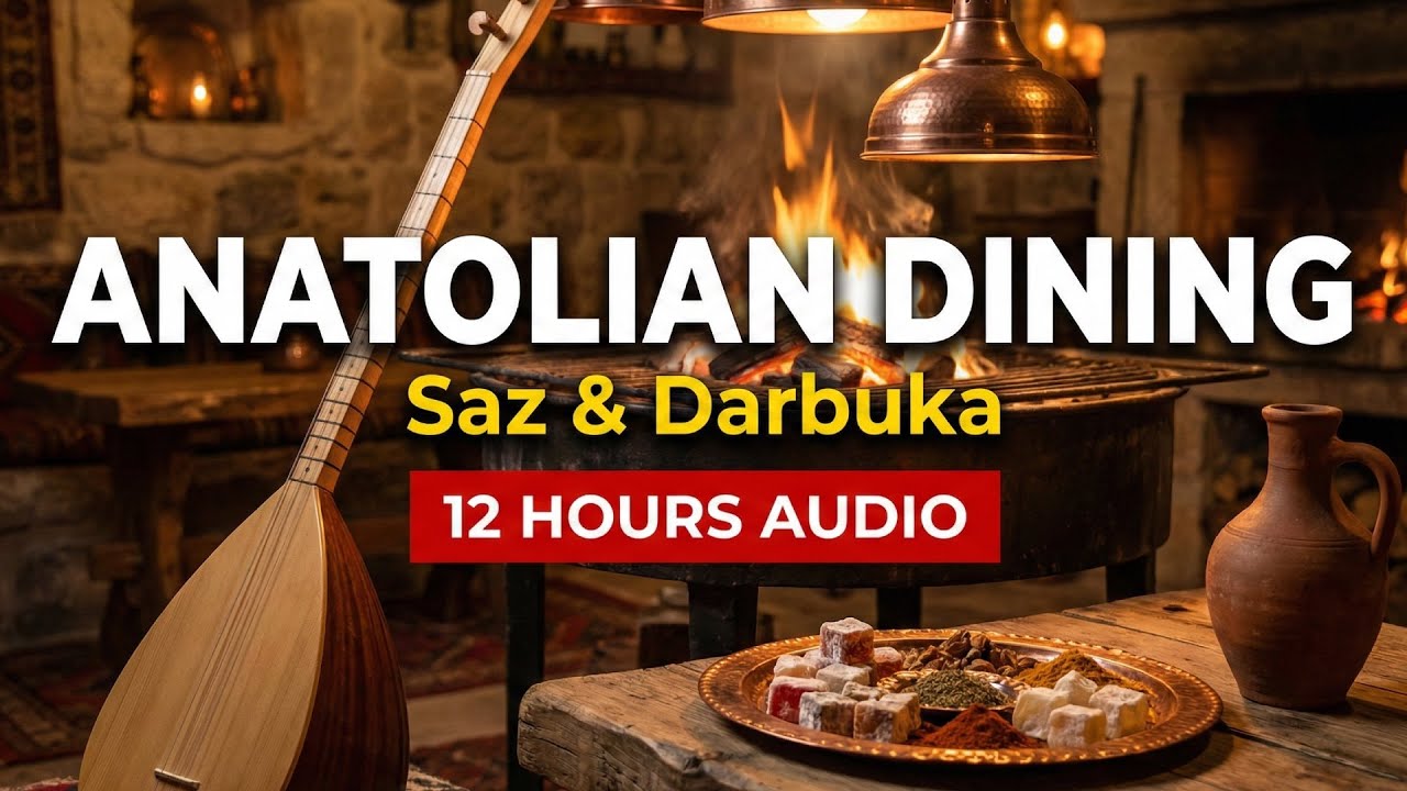Traditional Turkish Music: Anatolian Atmosphere | 12 Hours Saz & Darbuka Background Music for Dining