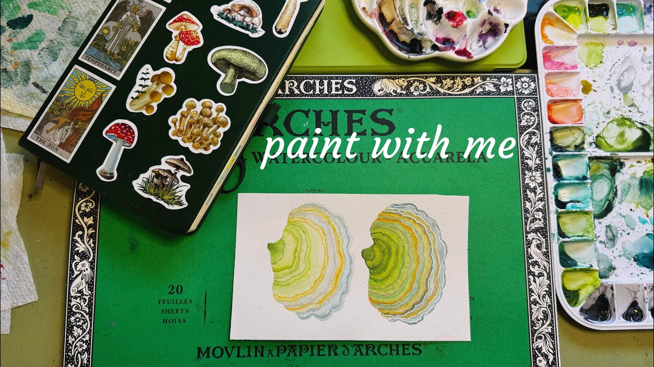 paint with me 🍄‍🟫 watercolor turkey tail mushroom 