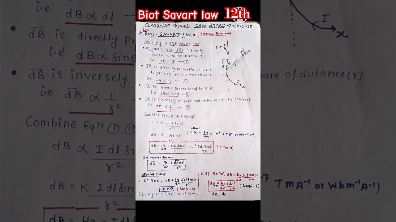 Biot Savart law|#physics|#12th #cbse