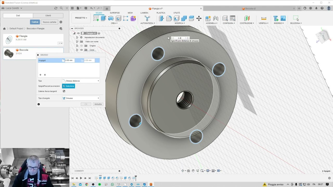 Disegnamo una flangia in 3d con Fusion 360