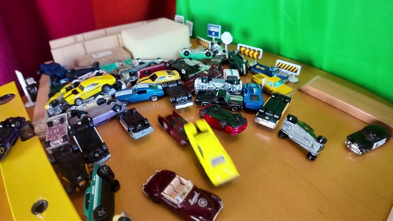 Diecast cars in slow motion