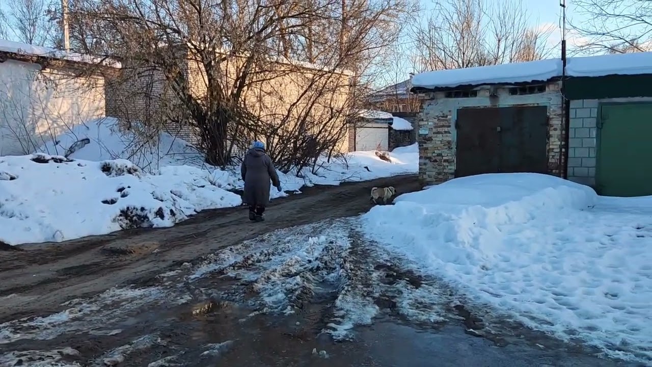 Backyard in Russia in an apartment building. Winter