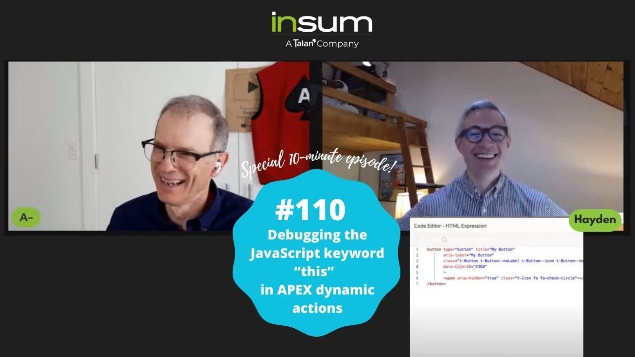 APEX Instant Tips #110: Debugging the JavaScript keyword “this” when used in APEX dynamic actions.