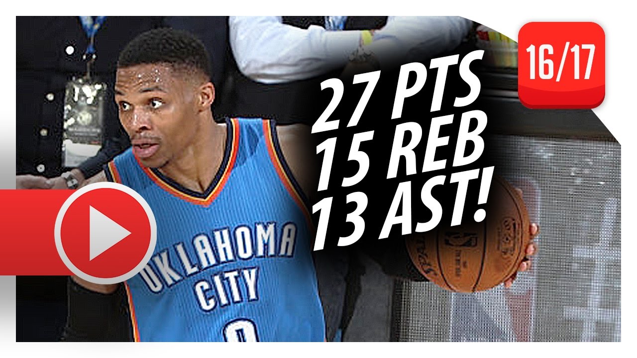 Russell Westbrook Triple-Double Highlights vs Warriors (2017.01.18) - 27 Pts, 15 Reb, 13 Ast