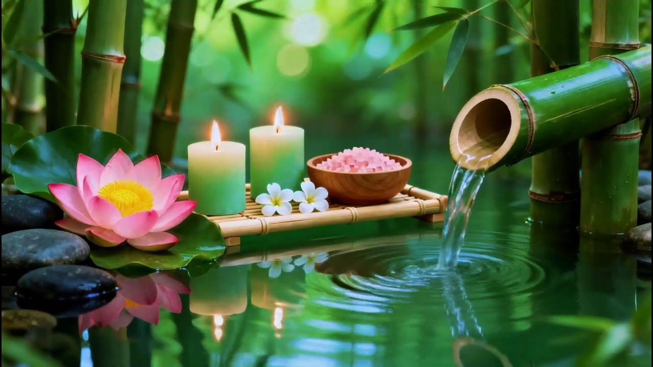Relaxing Sleep Music with Bamboo Water Sounds 🌿Deep Healing Music for Calm Mind,Spa Ambience & Yoga