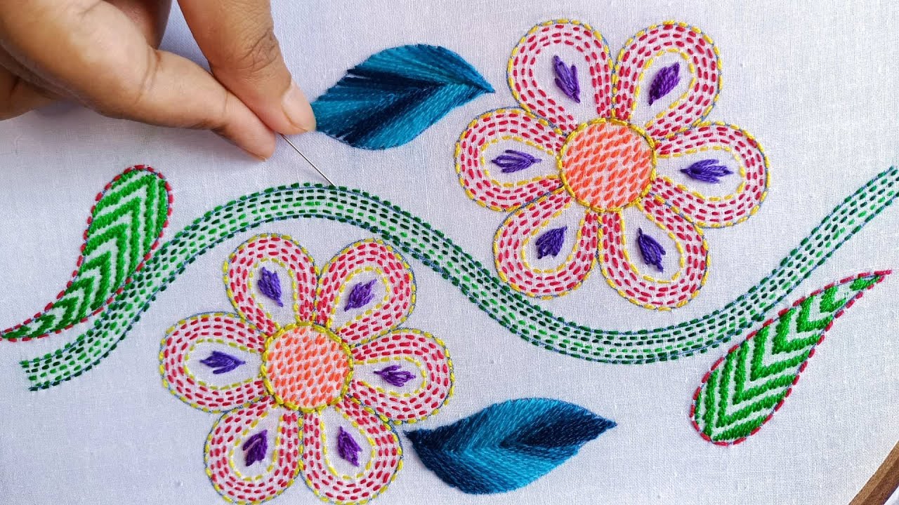 নকশী কাঁথা সেলাই ! Nokshi Katha,Hand Embroidery Traditional Bangladeshi Nokshi Katha Stitch Tutorial