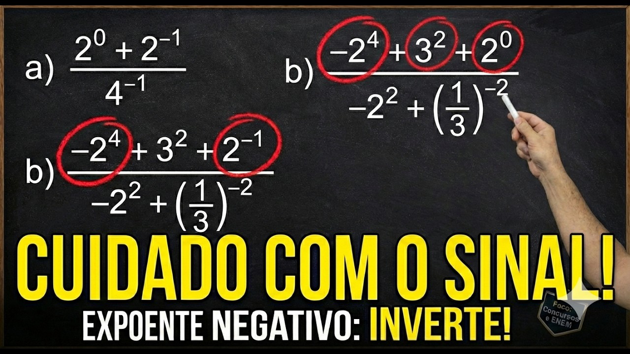 Expressões Numéricas: Cuidado com o Expoente Negativo e o Sinal! ⚠️ (Matemática Básica)