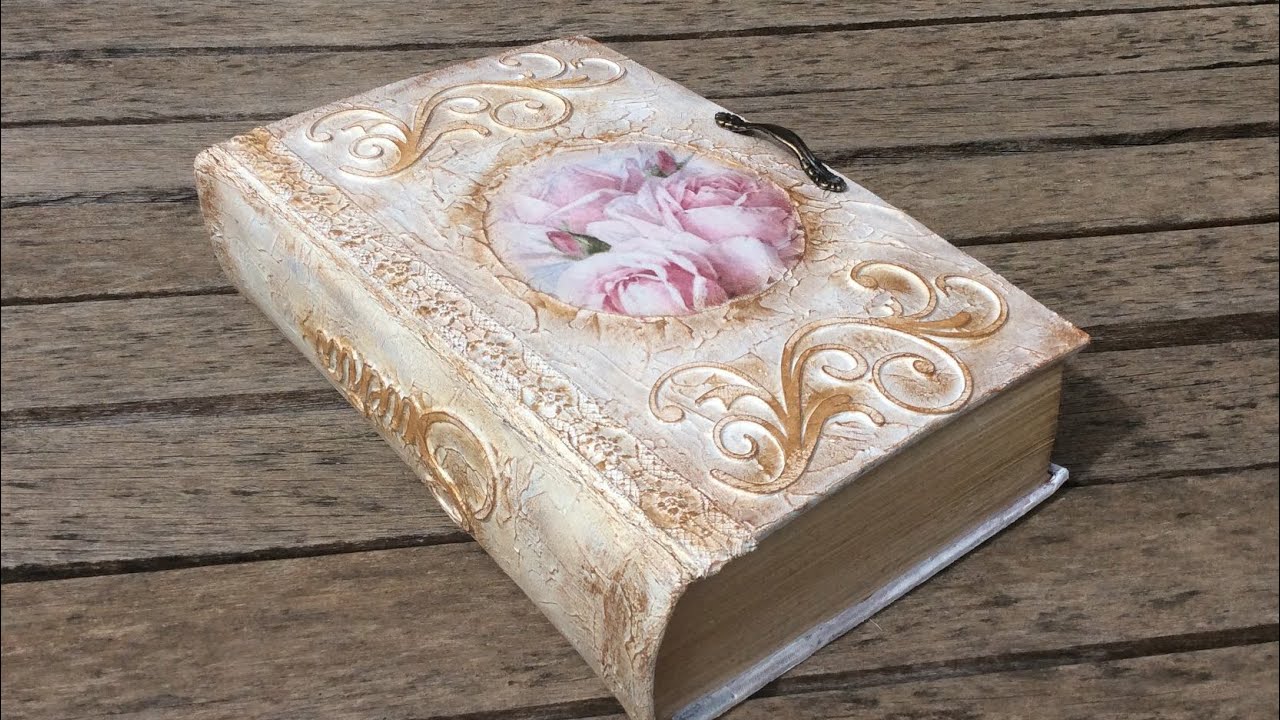 Libro decorado con decoupage estilo shabby chic