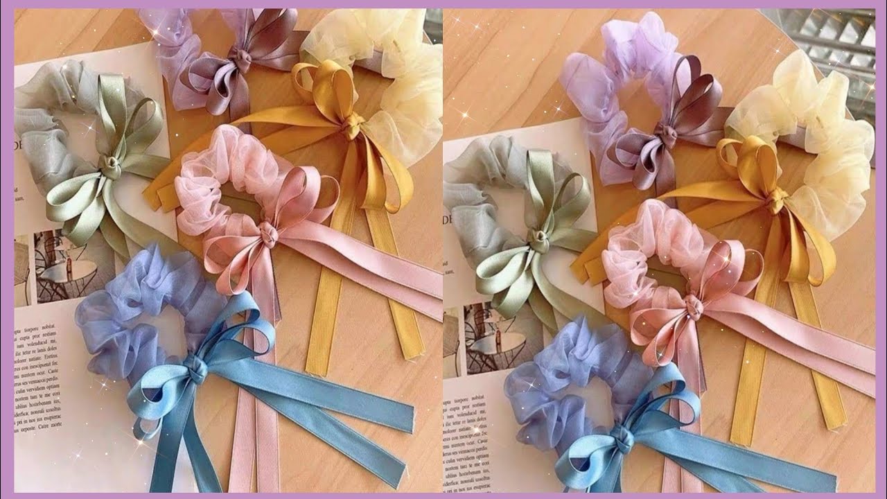 💥Diy Scrunchies💖Cómo hacer Scrunchies con Liston ó Cinta de Satín/Laço de Cabelo/COLETEROS