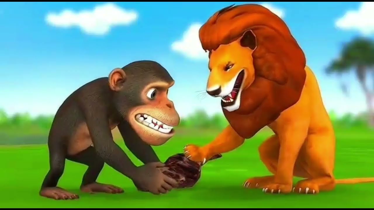 बंदर ने शेर को सिखाया सबक! 🐒🦁#viral#shorts#cartoon #hindicartoon #2026 🍌