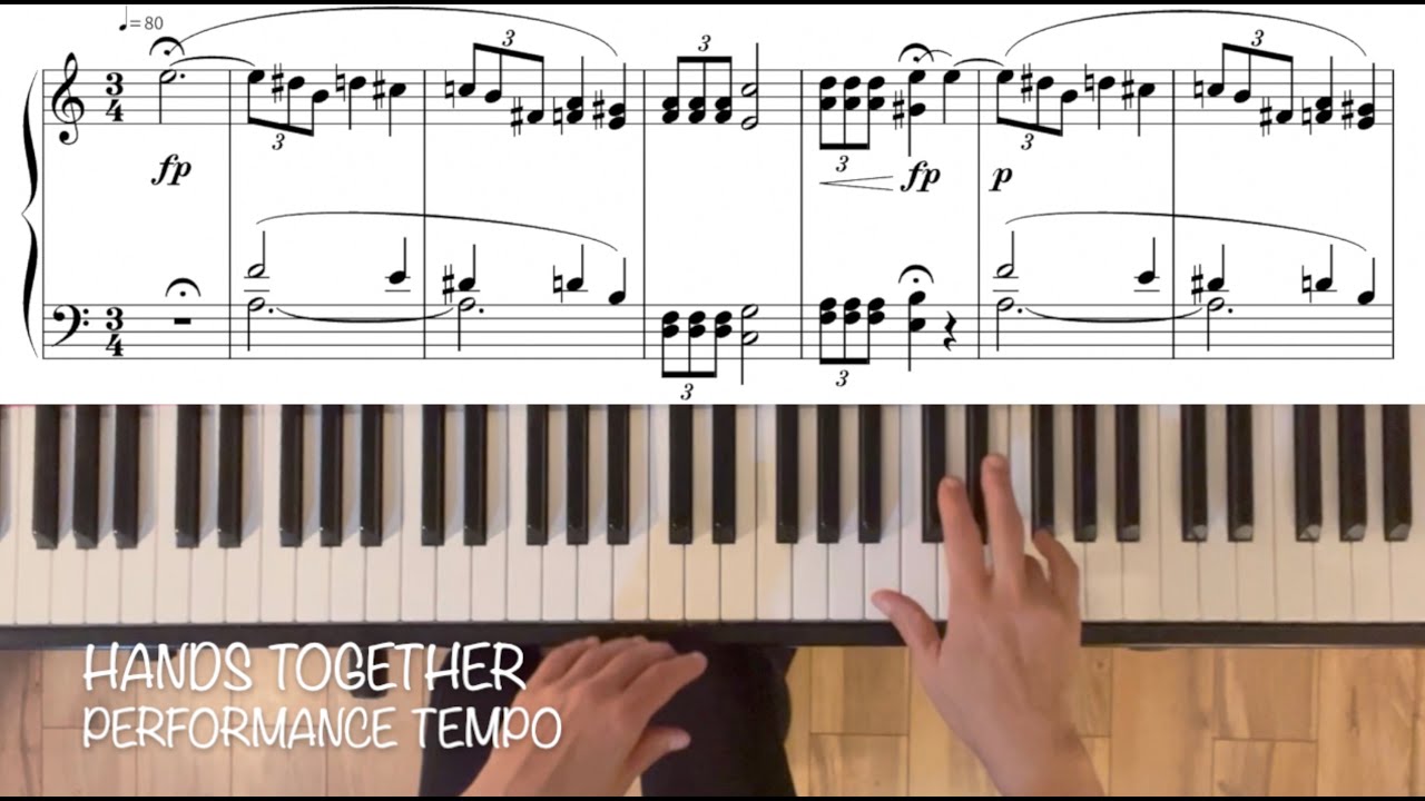 Grieg, Elegy, Lyric Pieces, book 2 op. 38 no. 6. Piano tutorial and practice aid with full score.