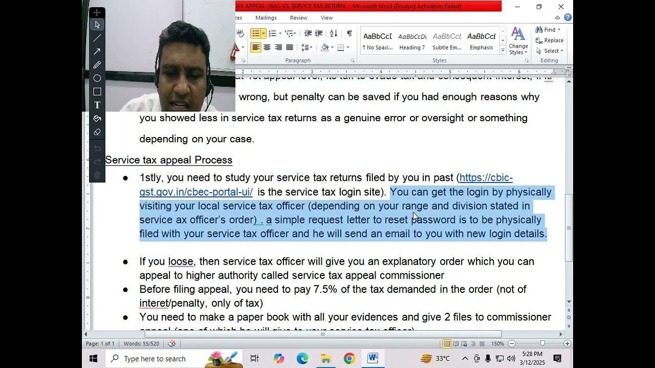 service tax appeal itr 26as vs service tax return