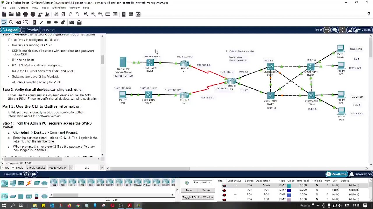 Packet Tracer SDN Controller Network Management