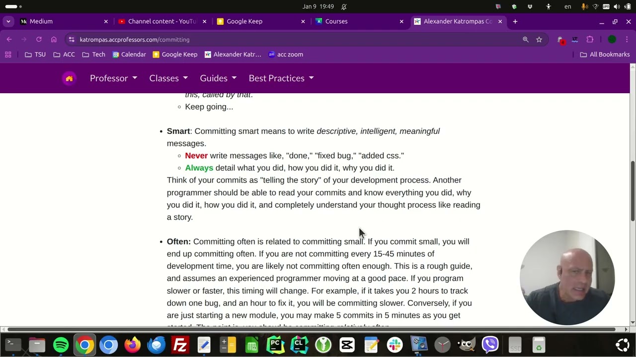 Version control committing process.