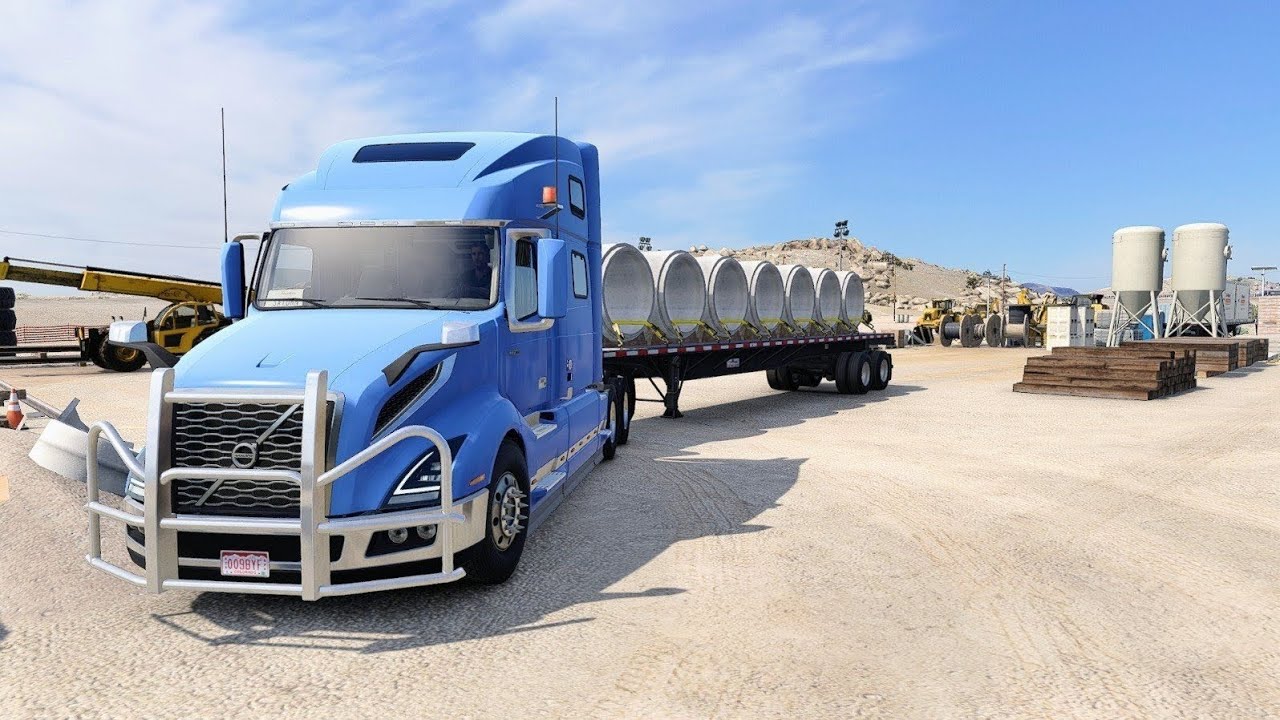 Volvo VNL Realistic Driving | Transporting Tubes Cheyenne to Rawlings| American Truck Simulator 