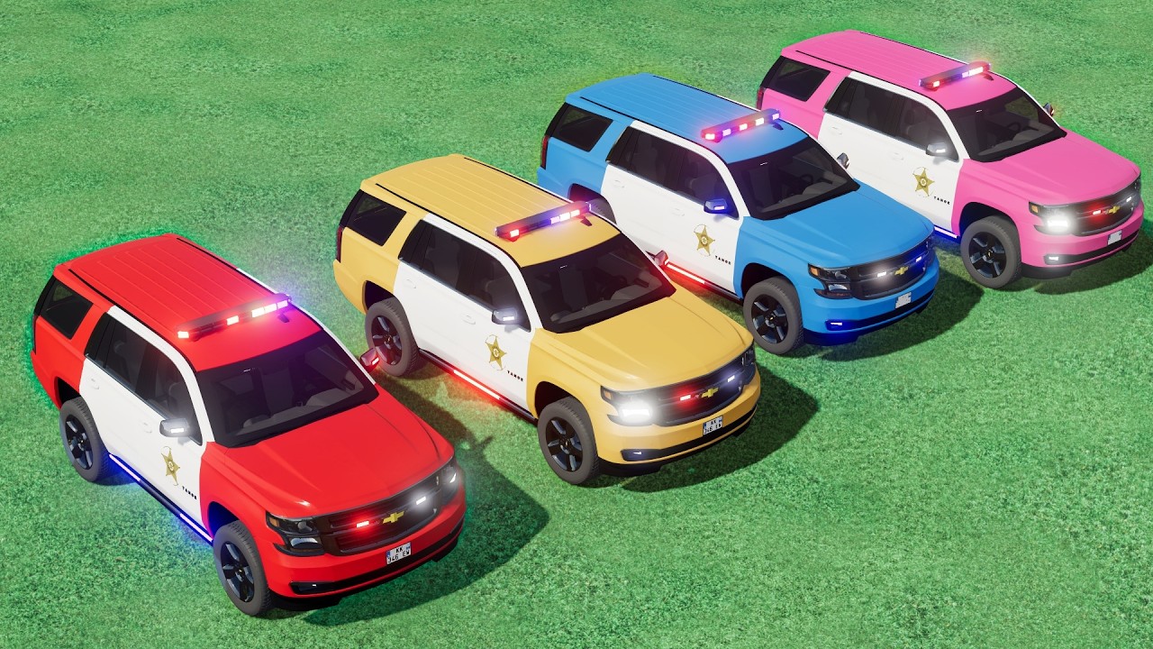 GIANT CHEVY Police SUV Mobil Takes On Flatbed DOUBLE Trucks!