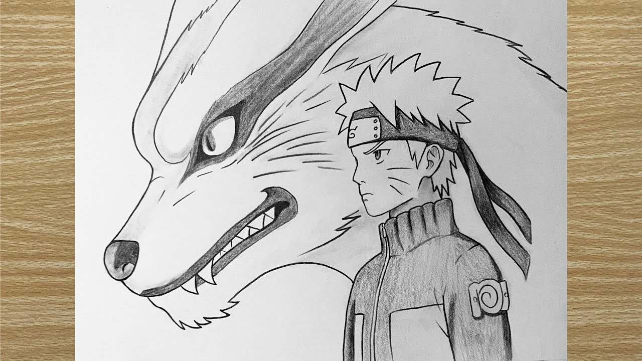 How to Draw Naruto with Kurama Behind Him | Powerful Anime Pencil Drawing Tutorial for Beginners