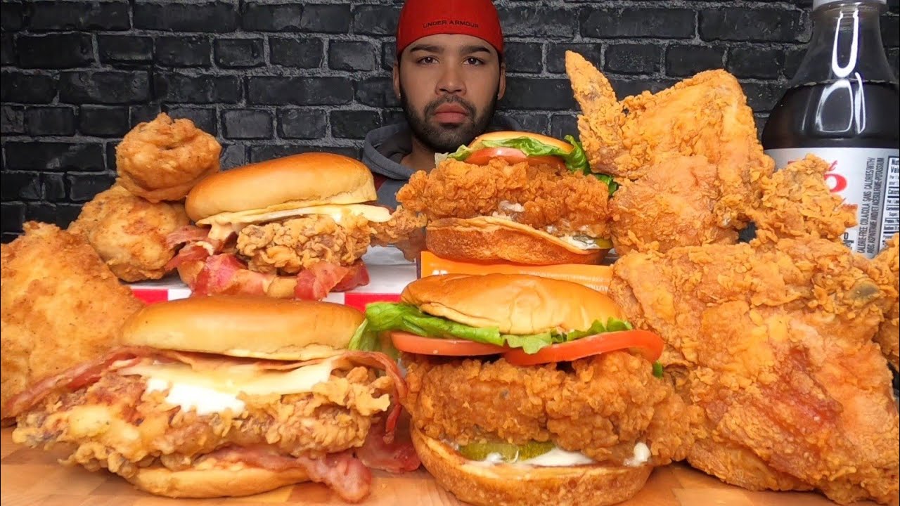 (ASMR) POPEYES AND KFC MUKBANG
