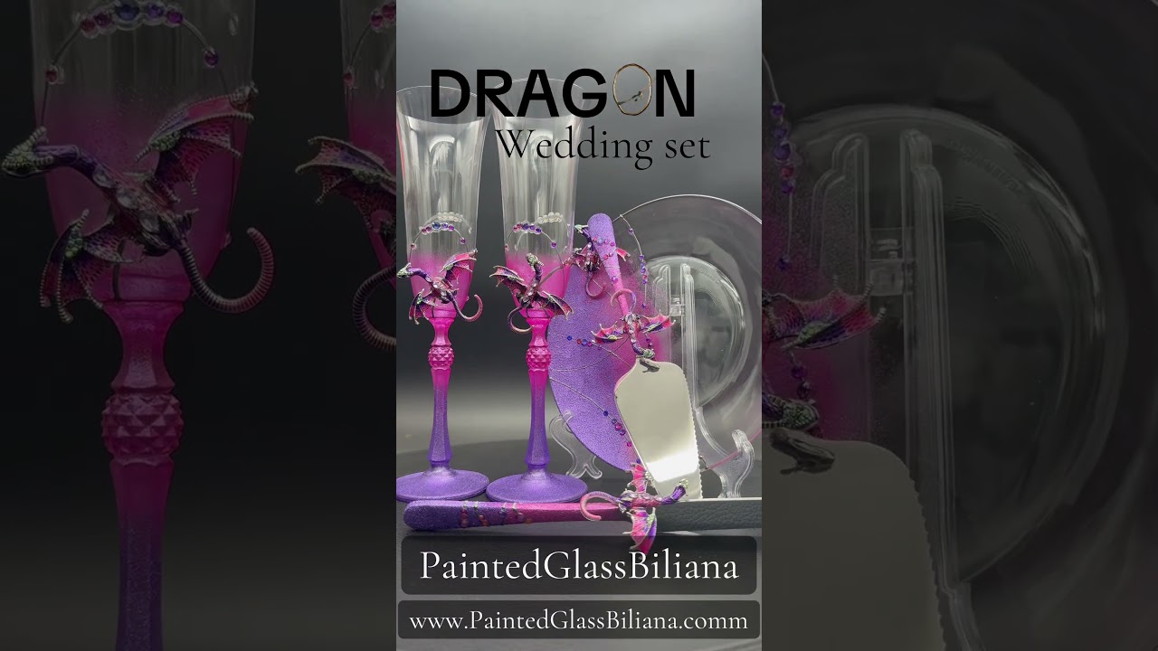 Purple dragon flutes and cake serving set purpledragon 