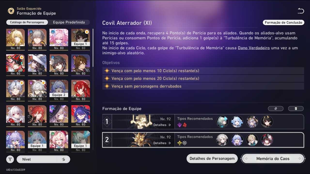 Anaxa e Feixiao no estágio 11 do memória do caos- Honkai star rail