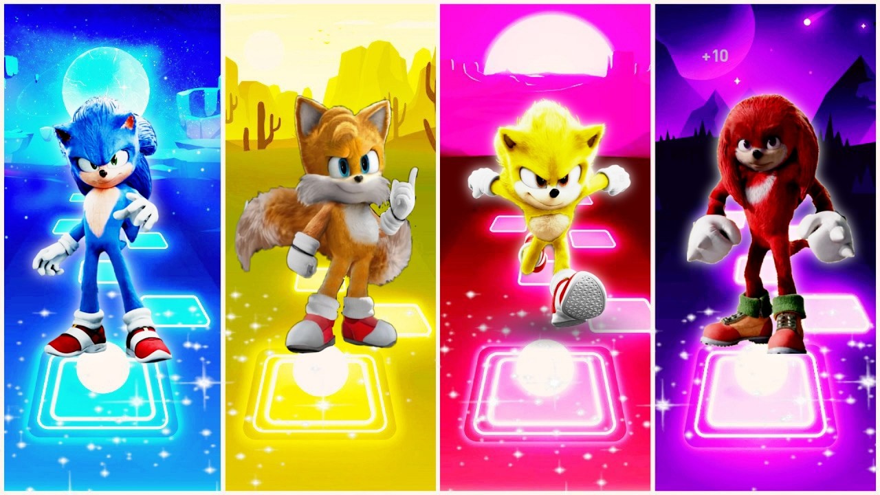 Sonic 🆚 Tails 🆚 Super Sonic 🆚 Knuckles | Tiles Hop EDM Rush