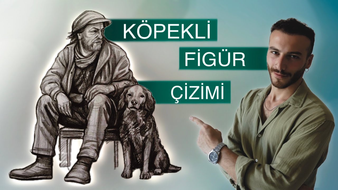 Köpekli Figür Çizimi | Basit Çizim, Karakalem, İmgesel