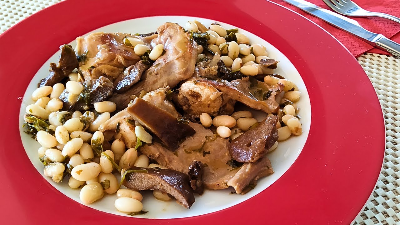 🍄🐰Increíble Receta: Conejo al Ajillo ¡Con Setas y Alubias!