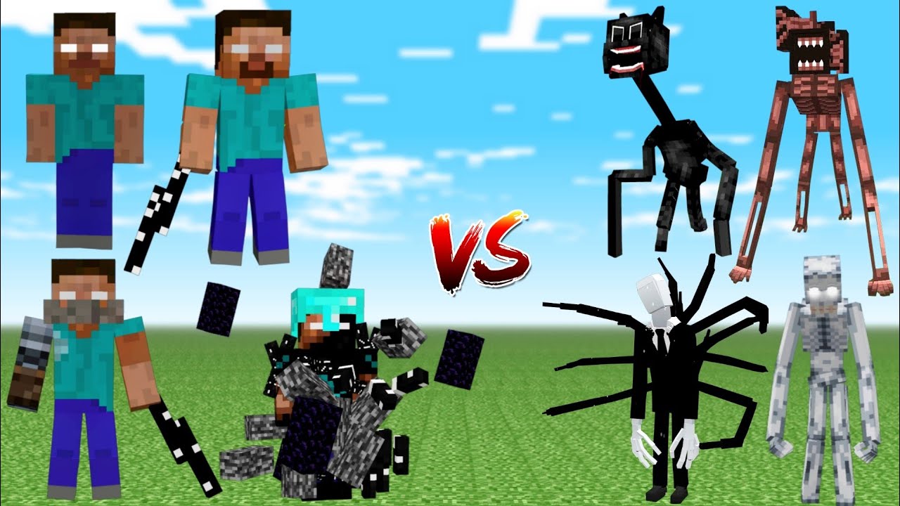 All Herobrine Vs Cartoon Cat, Siren Head, SCP - 096, Slenderman