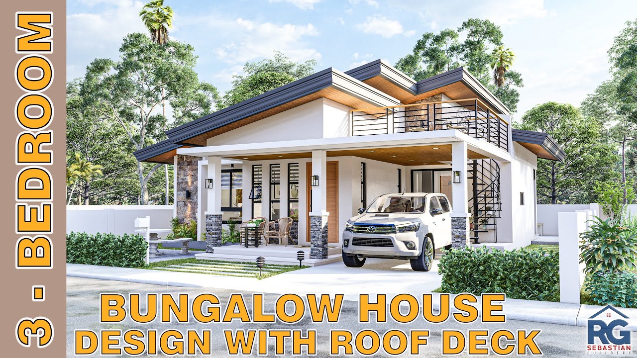 3-Bedroom Bungalow House Design with Roof Deck 10.00 x 10.50 m
