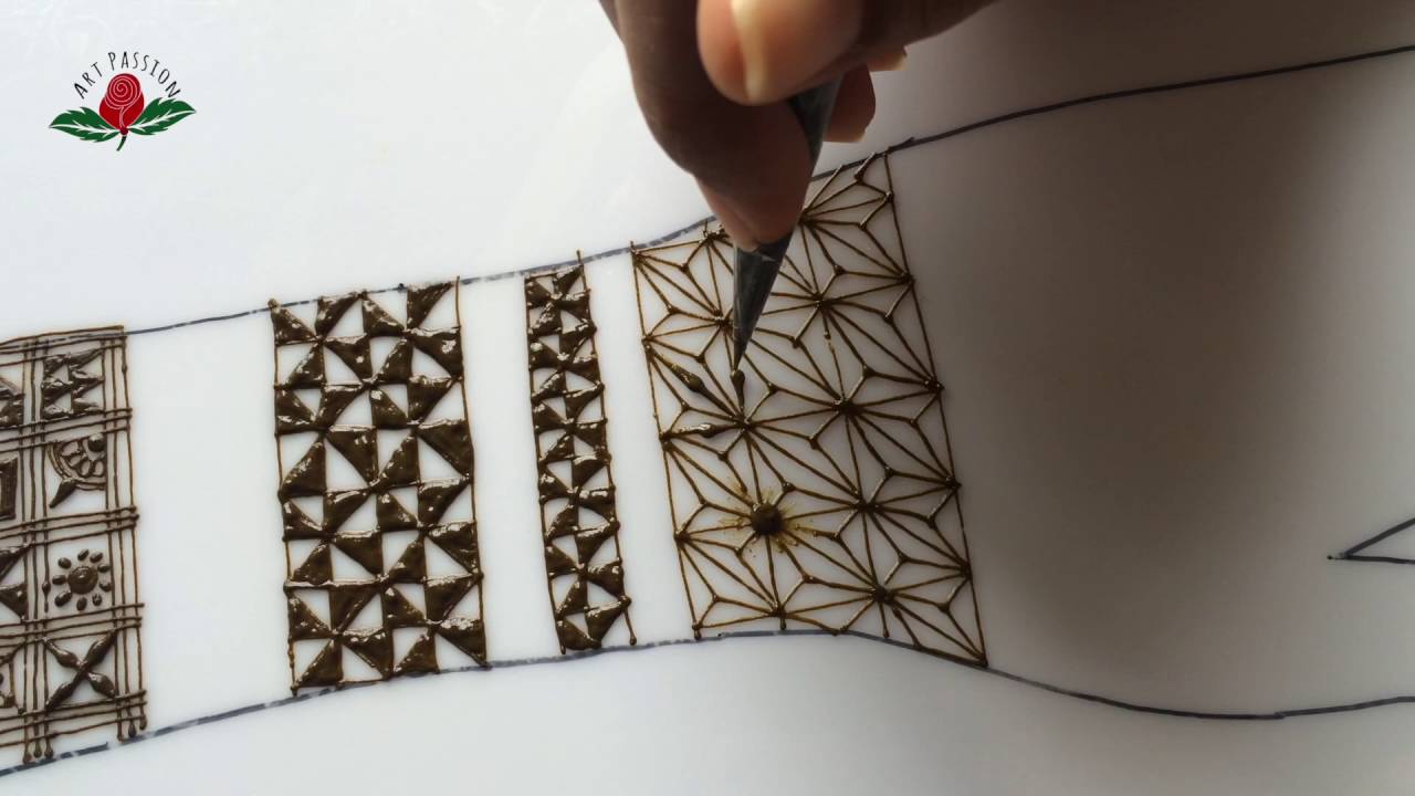 embellishment 14 : learn checks and triangle in various pattern with henna mehandi design