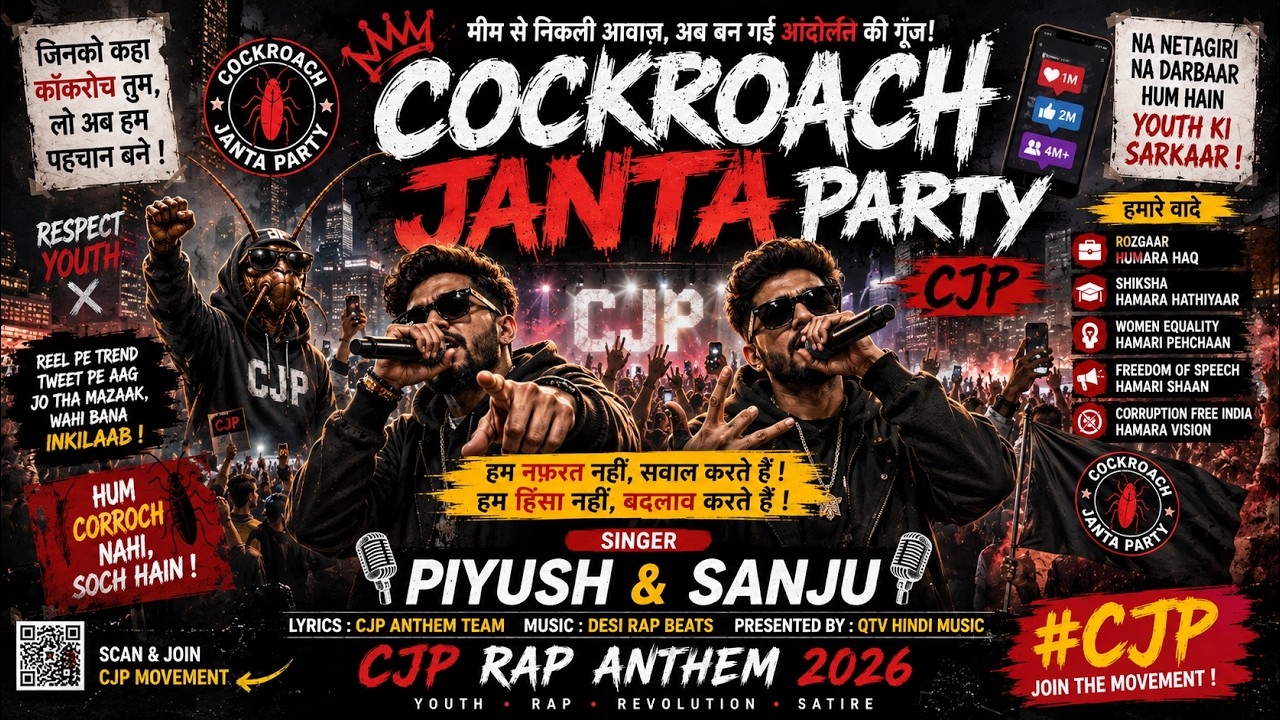 कॉकरोच जनता पार्टी | CJP RAP ANTHEM 2026 | Singer Piyush & Sanju | Youth Revolution Rap Song