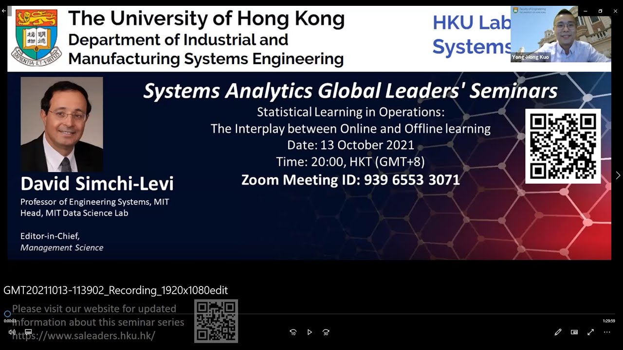Systems Analytics Global Leaders’ Seminars: Online Seminar by Professor David Simchi-Levi