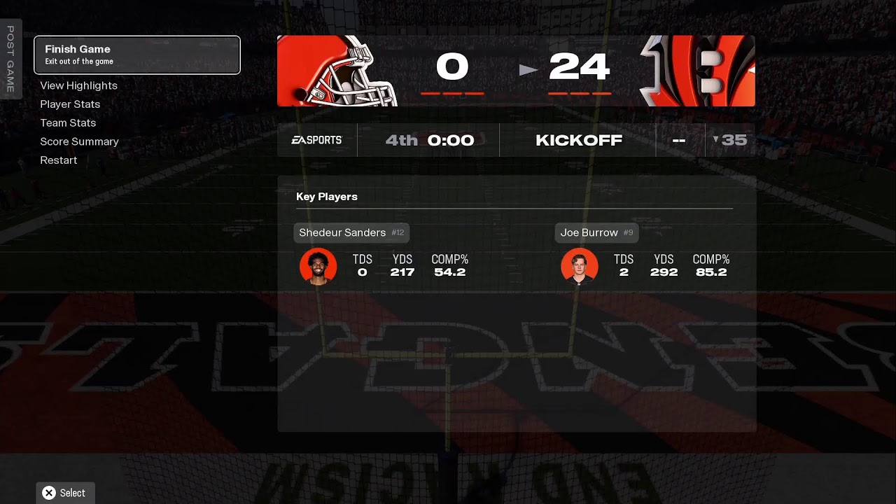 Madden 26 simulation. Week: 18 Browns Vs Bengals. *NO COMMENTARY*