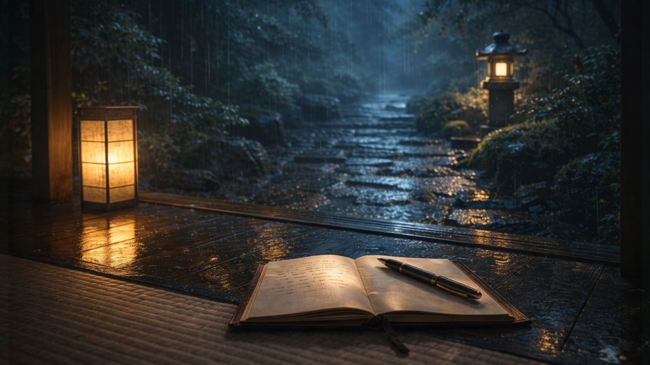 Deep Focus Music – Rainy Zen Garden for Late Night Work