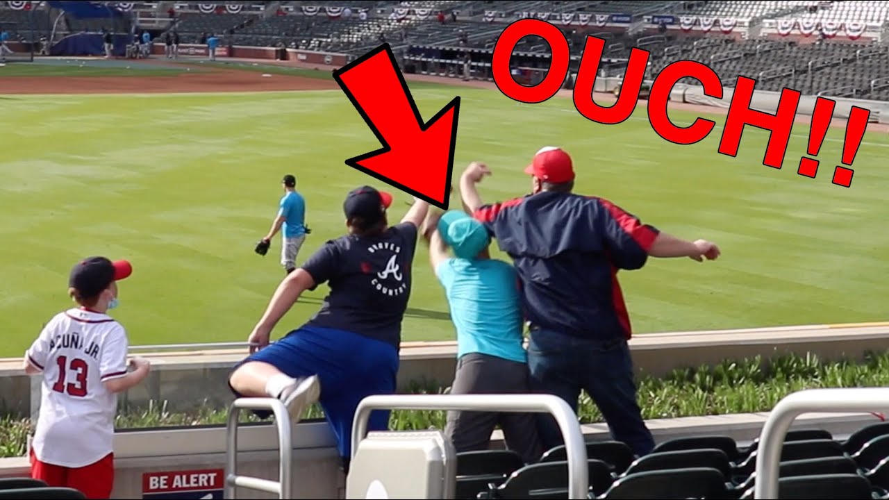 OUCH!! I got elbowed IN THE HEAD catching a baseball at Truist Park