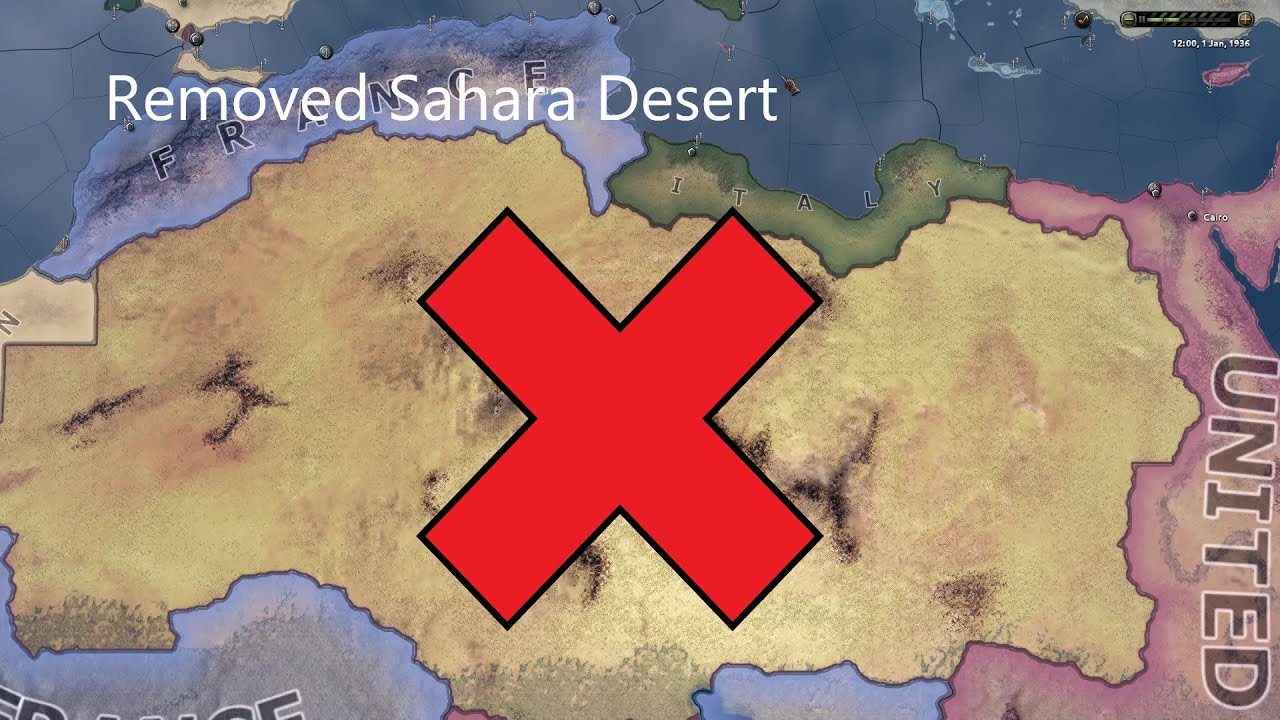 If  Sahara desert was removed from game  - Hoi4 Timelapse